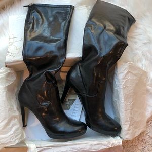 Franco Sarto Tall black leather boots with zipper in US size 8